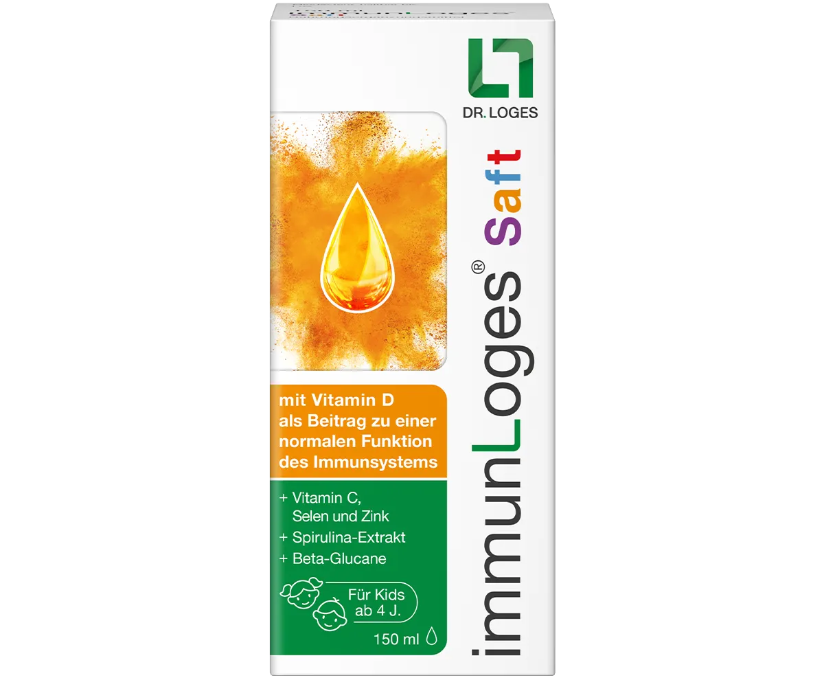 Verpackung von immunLoges Saft - stärkt das Immunsystem deiner Kinder