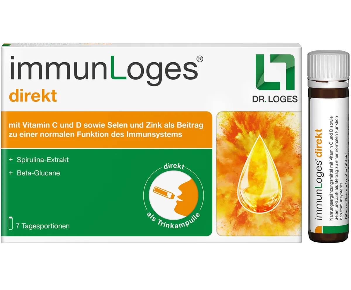 Produktverpackung von immunLoges direkt - Immun Trinkfläschchen zur Stärkung des Immunsystems